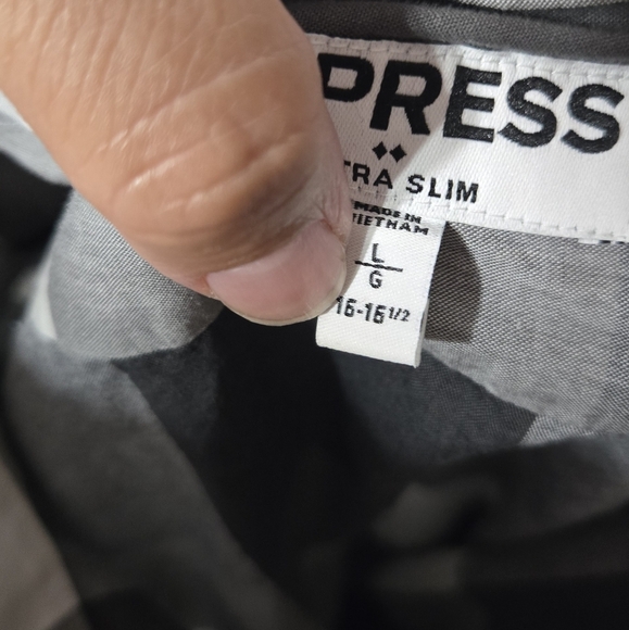 Men's Express Ultra Slim Checkered Button Down Shirt Sz Large - Picture 2 of 7